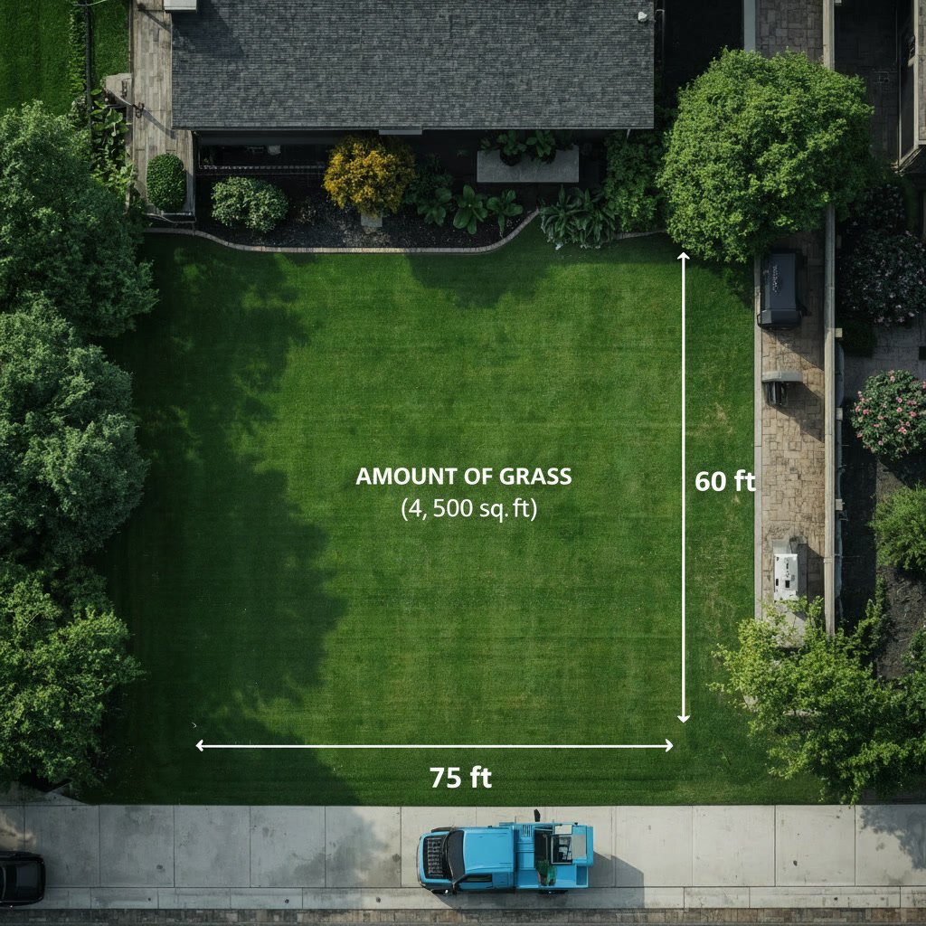 Aerial view of a South Shore property measured for a lawn maintenance quote